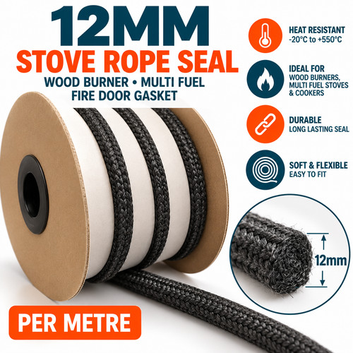 12mm soft stove rope - stove, seal